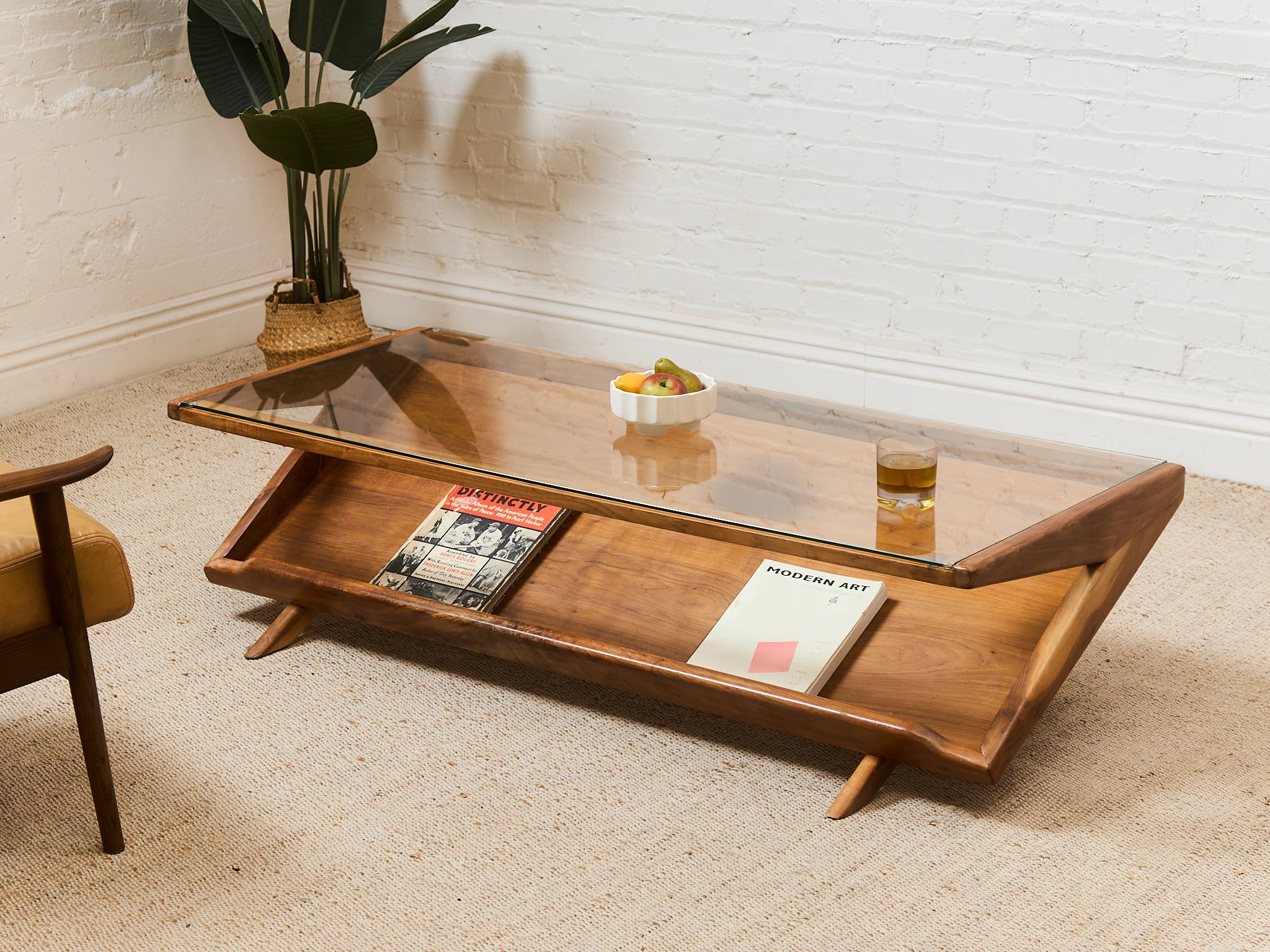 Solid Walnut Glass Top Coffee Table