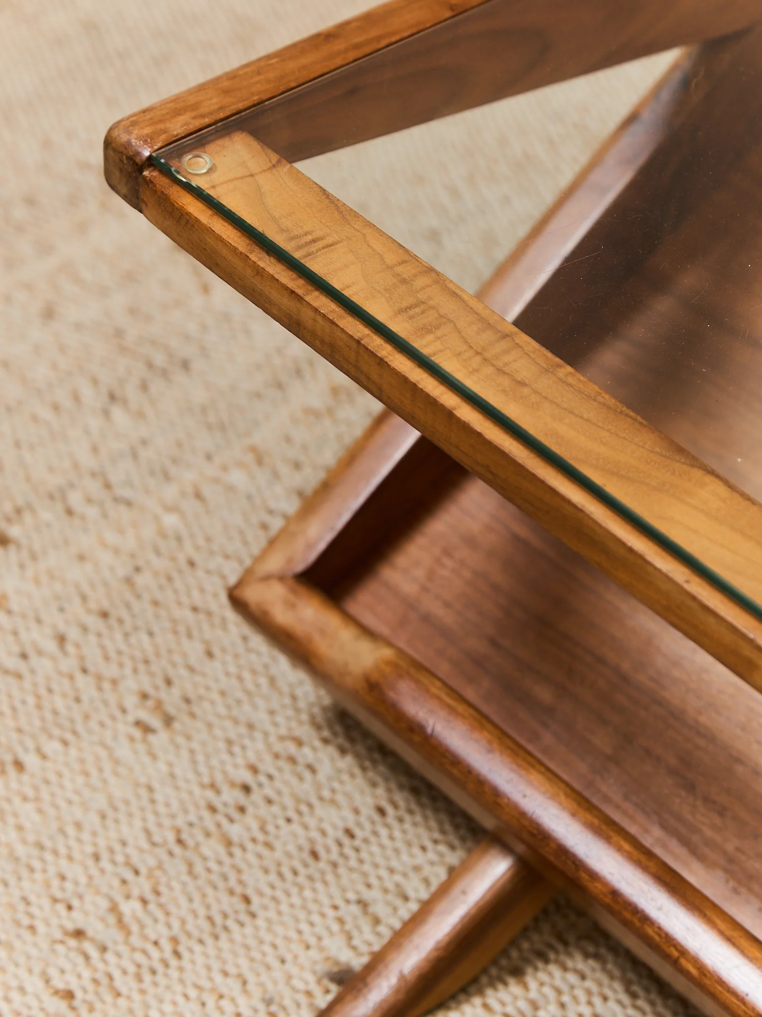 Solid Walnut Glass Top Coffee Table - Image 11