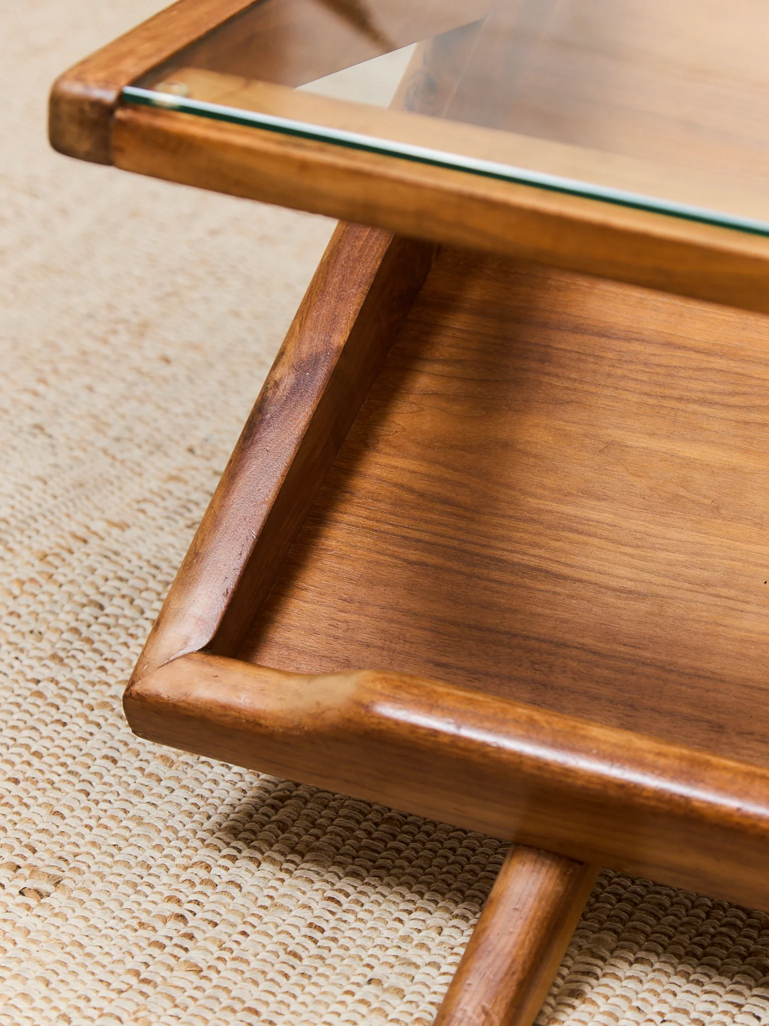 Solid Walnut Glass Top Coffee Table - Image 13