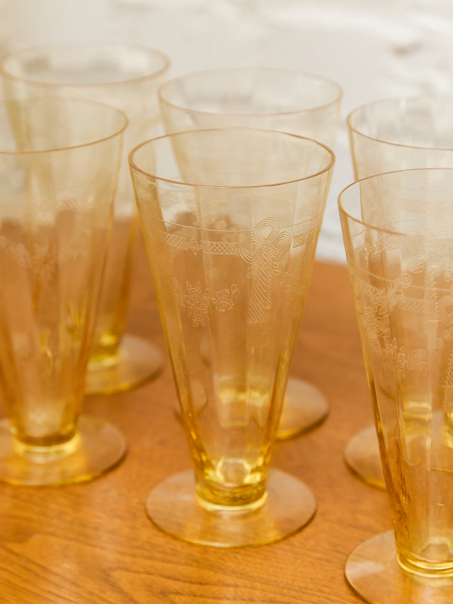Tiffin Franciscan Art Deco Trumpet Tumblers Glasses set of 7 - Image 4