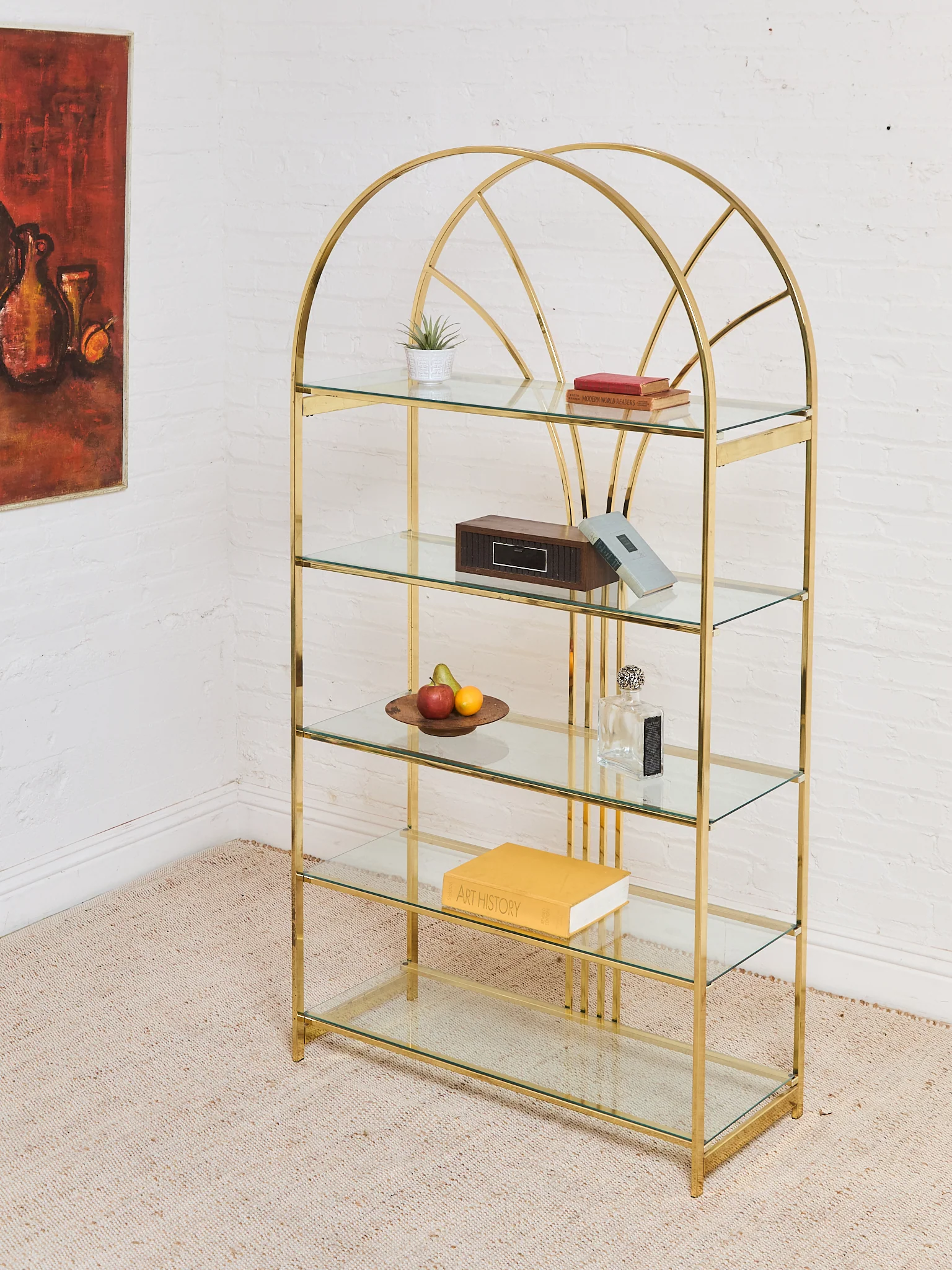 Vintage Brass Arched Etagere designed by Milo Baughman for Design Institute of America (DIA) - Image 2