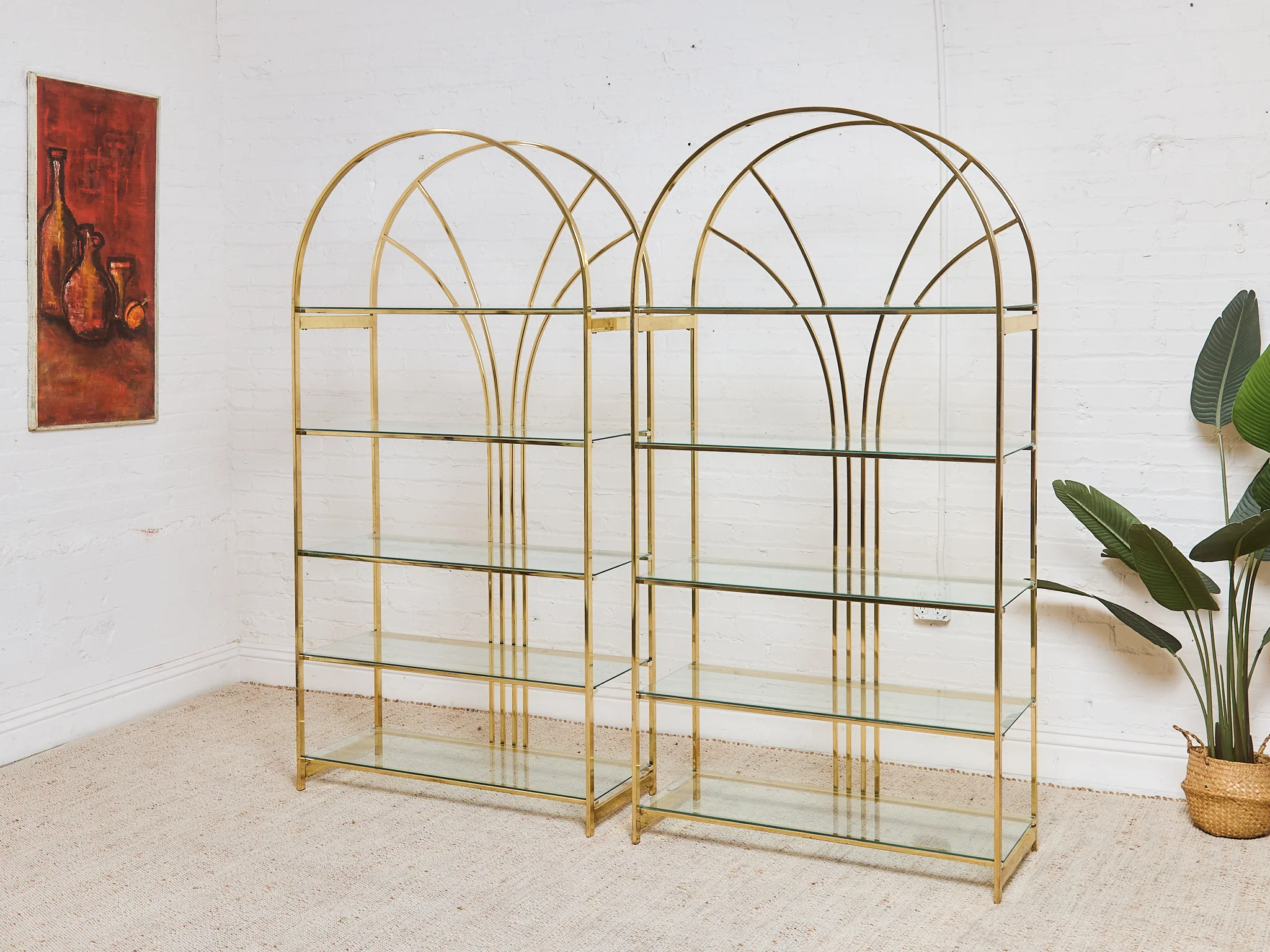 Vintage Brass Arched Etagere designed by Milo Baughman for Design Institute of America (DIA) - Image 3