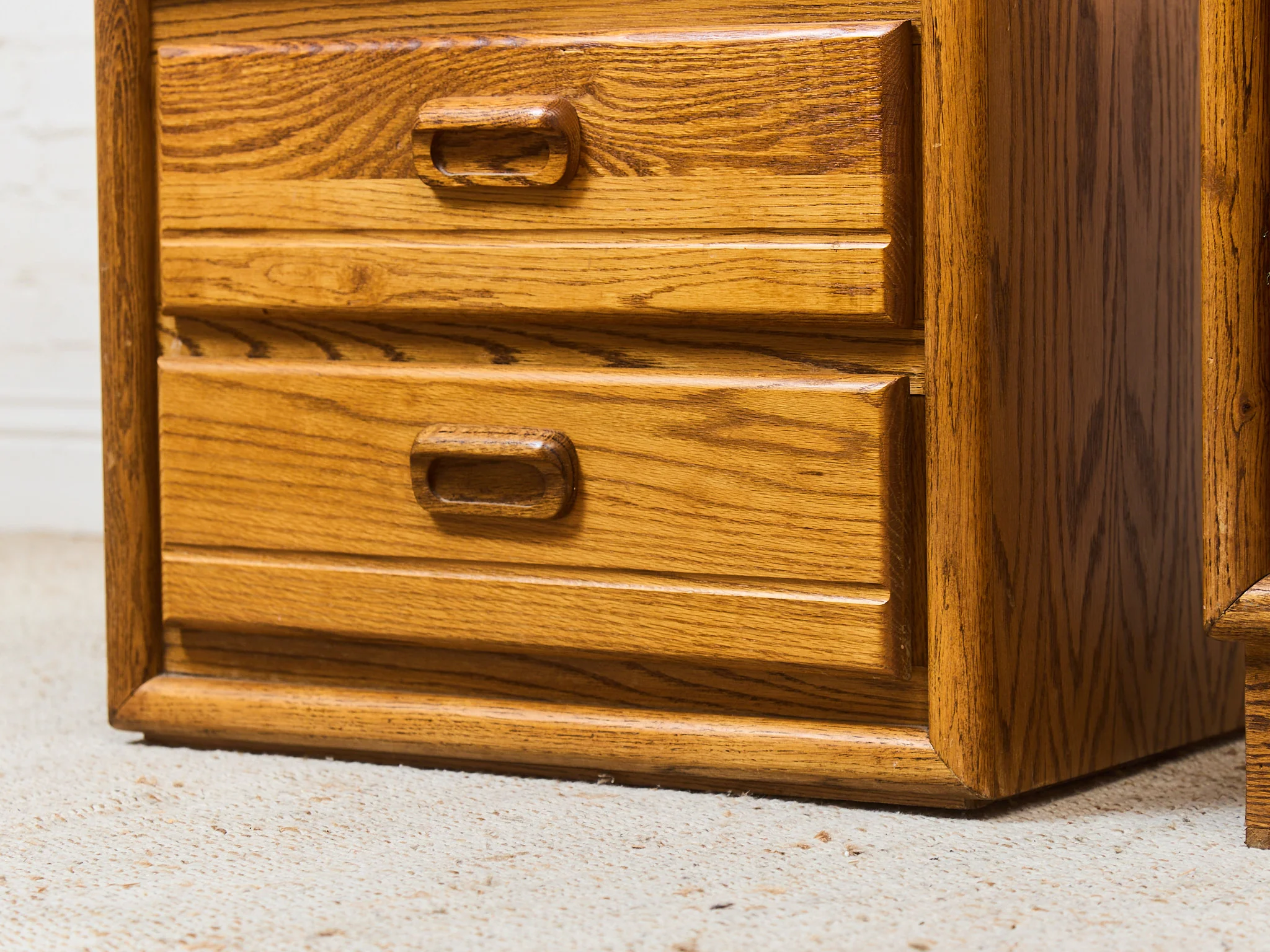 Vintage Oak BoHo Nightstands Pair - Image 4