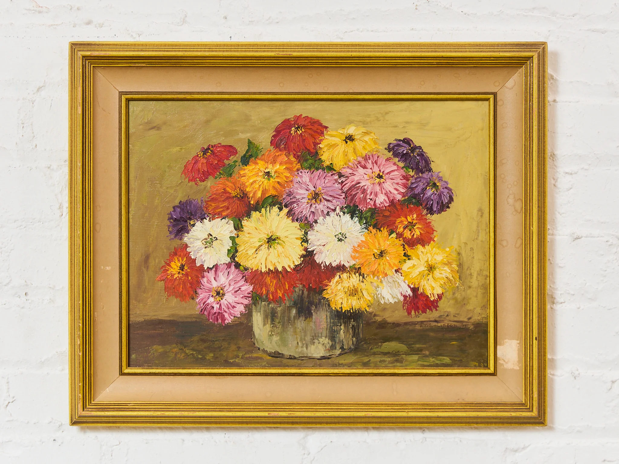 Vintage Oil Paint Floral bouquet, painting