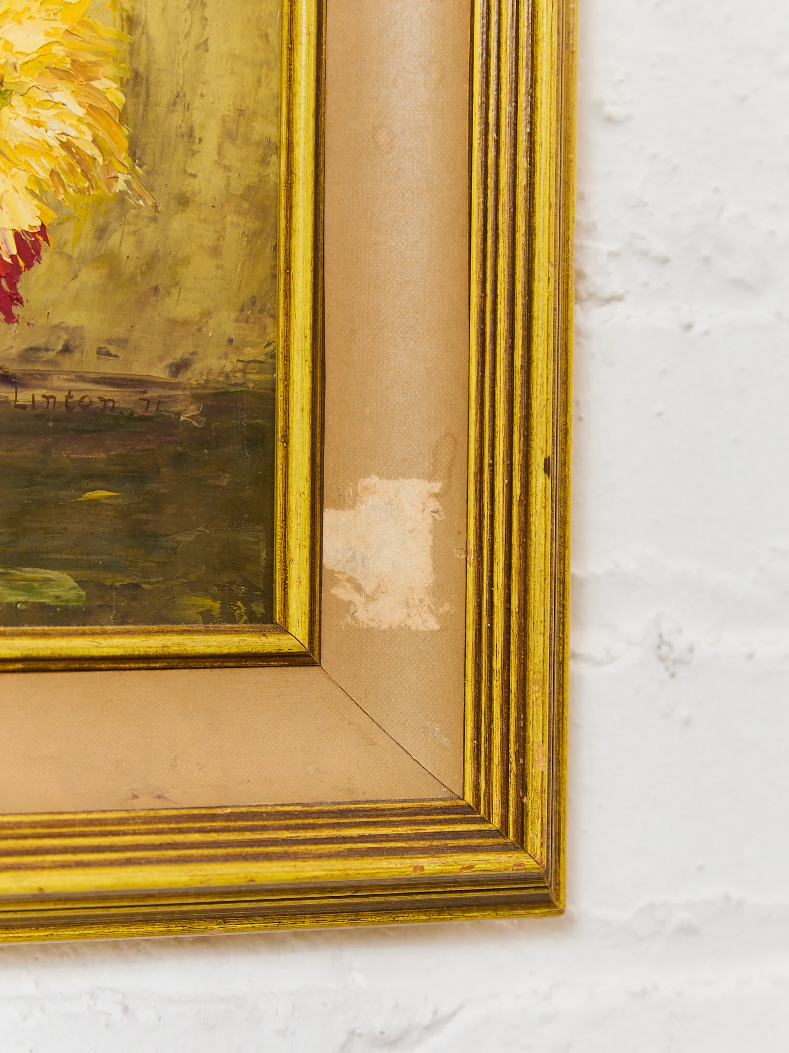 Vintage Oil Paint Floral bouquet, painting - Image 3