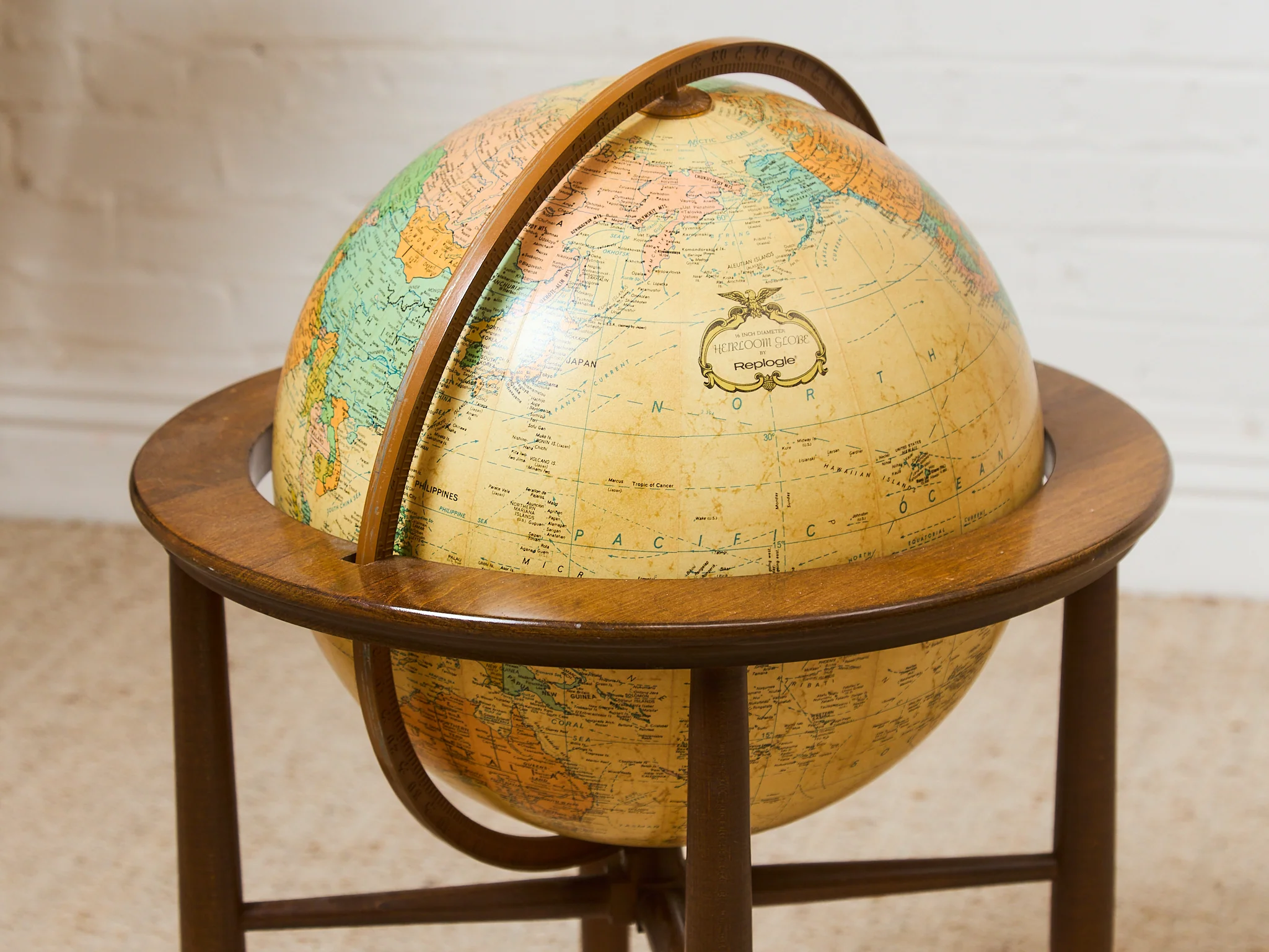 Vintage Replogle Illuminated Mid Century Walnut Floor Globe - Image 3