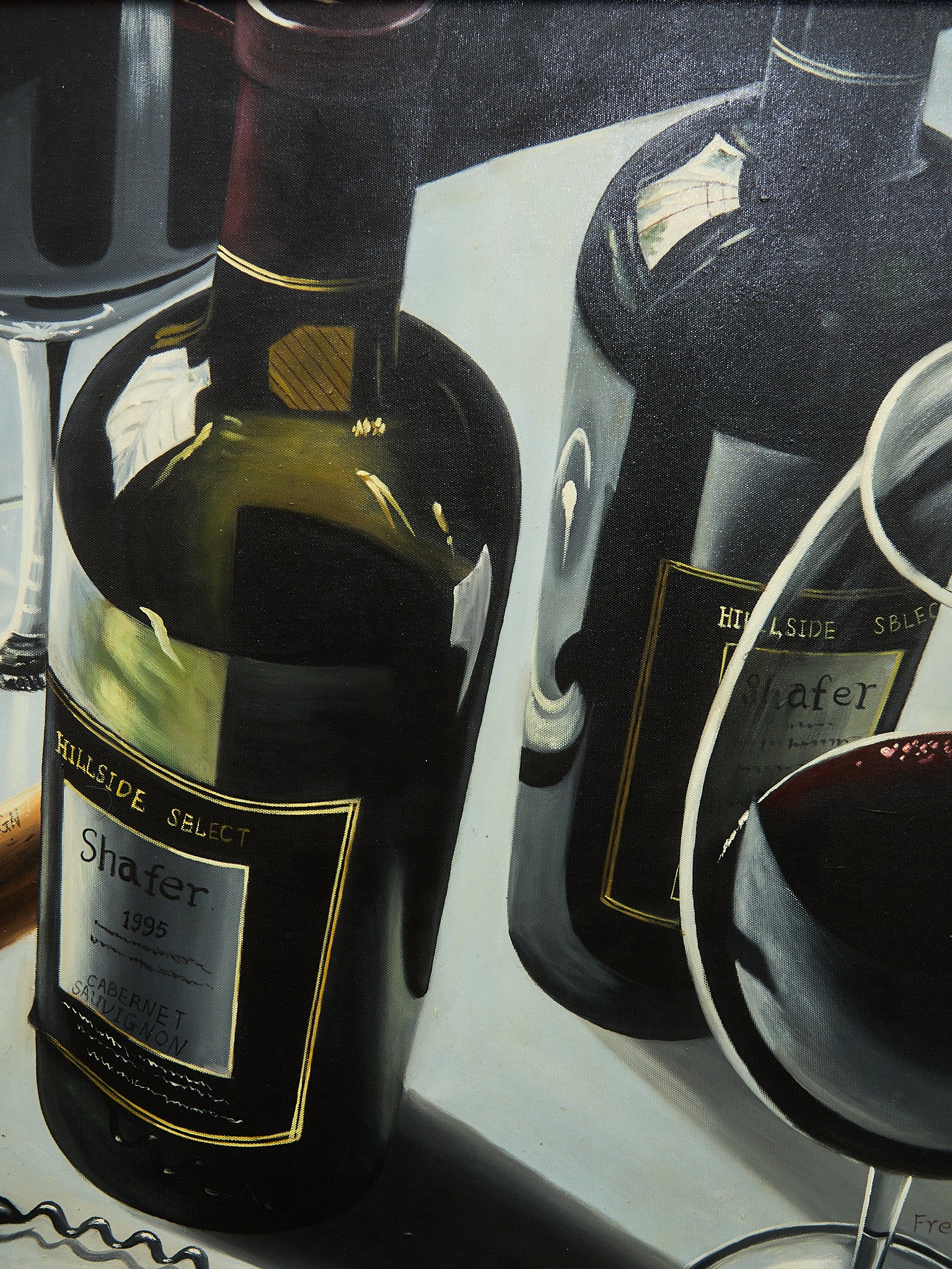 Vintage Still Life, Photo Realism, Wine Bottle, Painting - Image 3