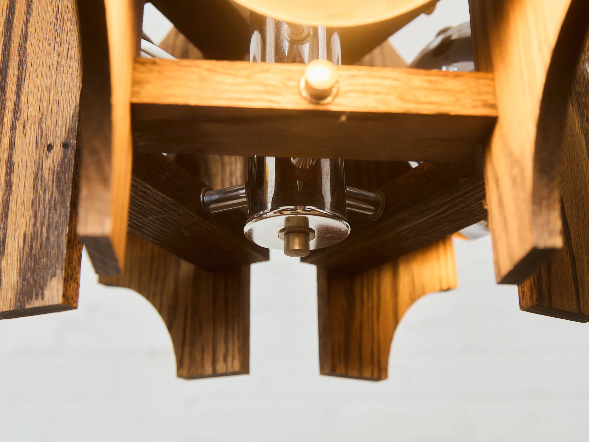 Wood and Chromed Steel Pendant with 3 Lights from Mazzega, Italy, 1960s - Image 15