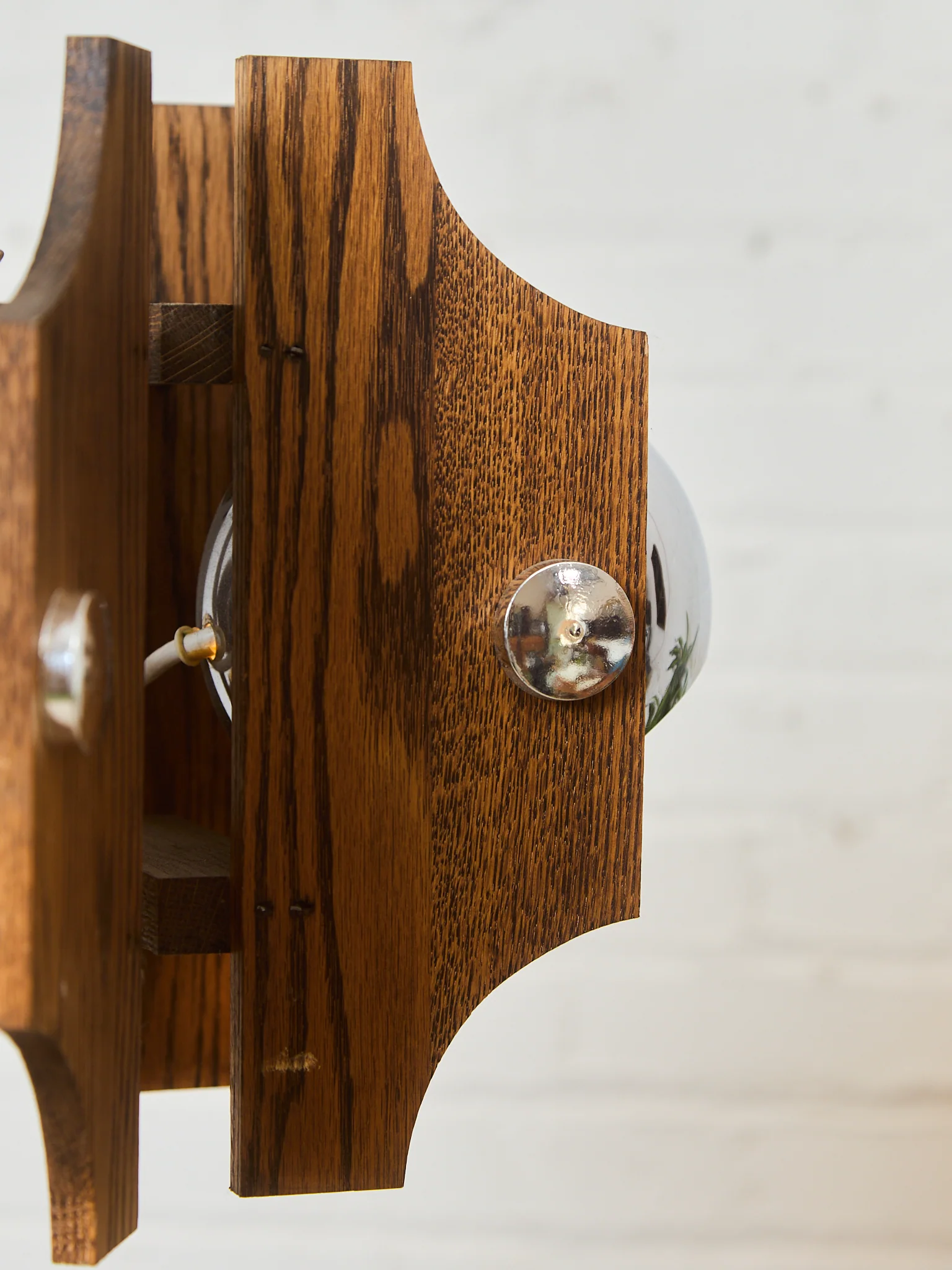 Wood and Chromed Steel Pendant with 3 Lights from Mazzega, Italy, 1960s - Image 9