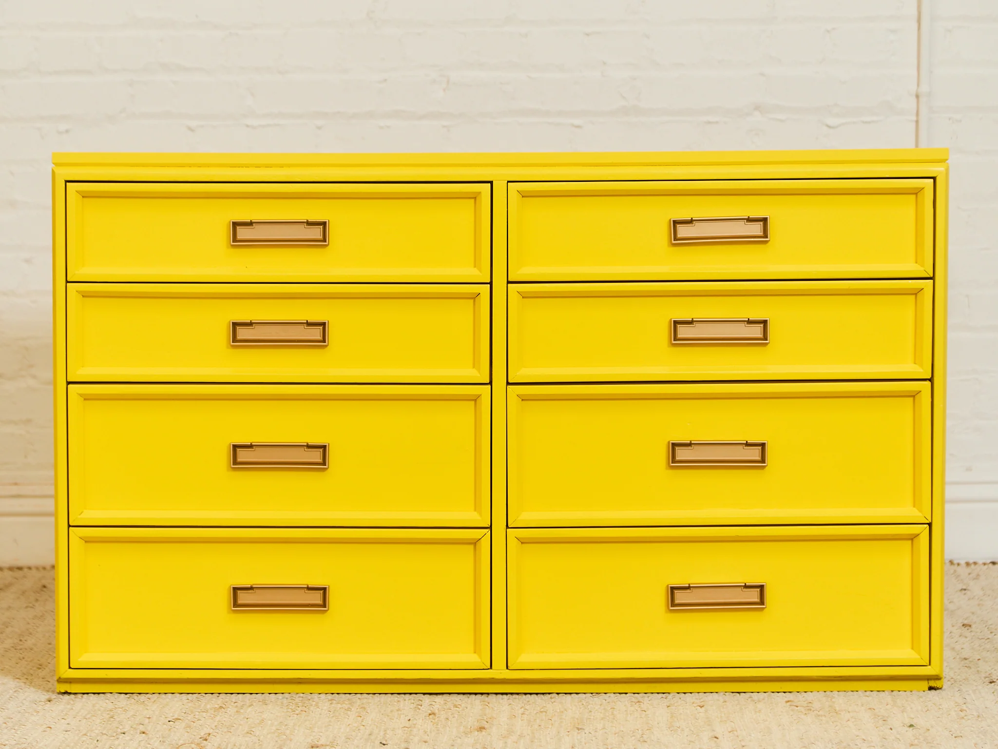 Yellow Eight Drawer Bamboo Dresser
